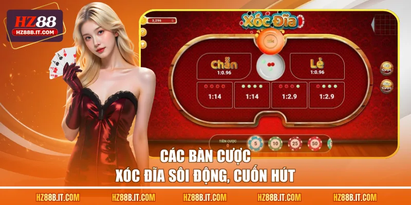 Các bàn cược Xóc Đĩa sôi động, cuốn hút